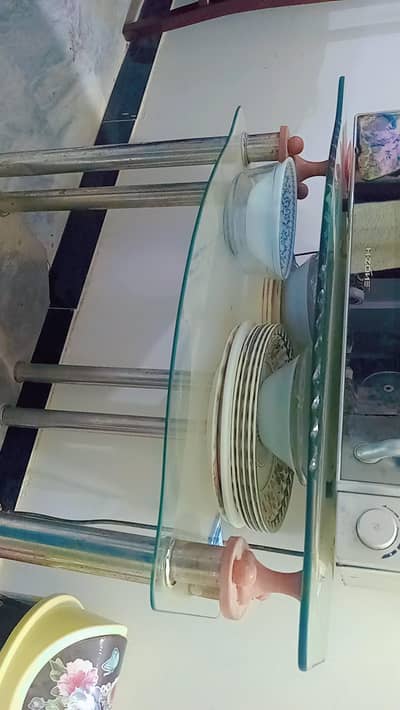 Elegant Glass Top Microwave / TV Stand Table