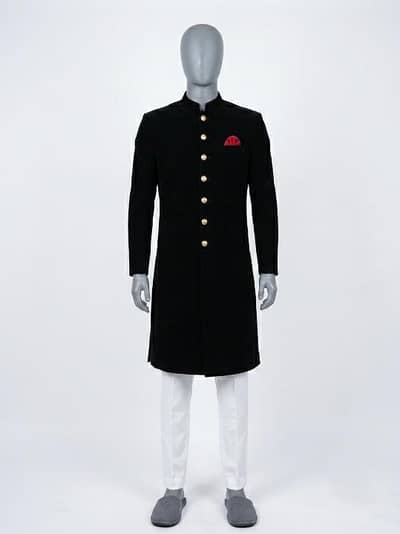 dull black sherwani  brand baba is baba