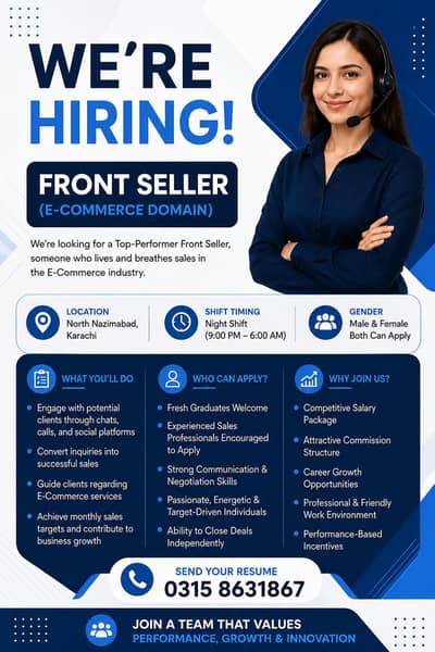 Front Sales Executive (E-Commerce Domain) | Night Shift | Karachi