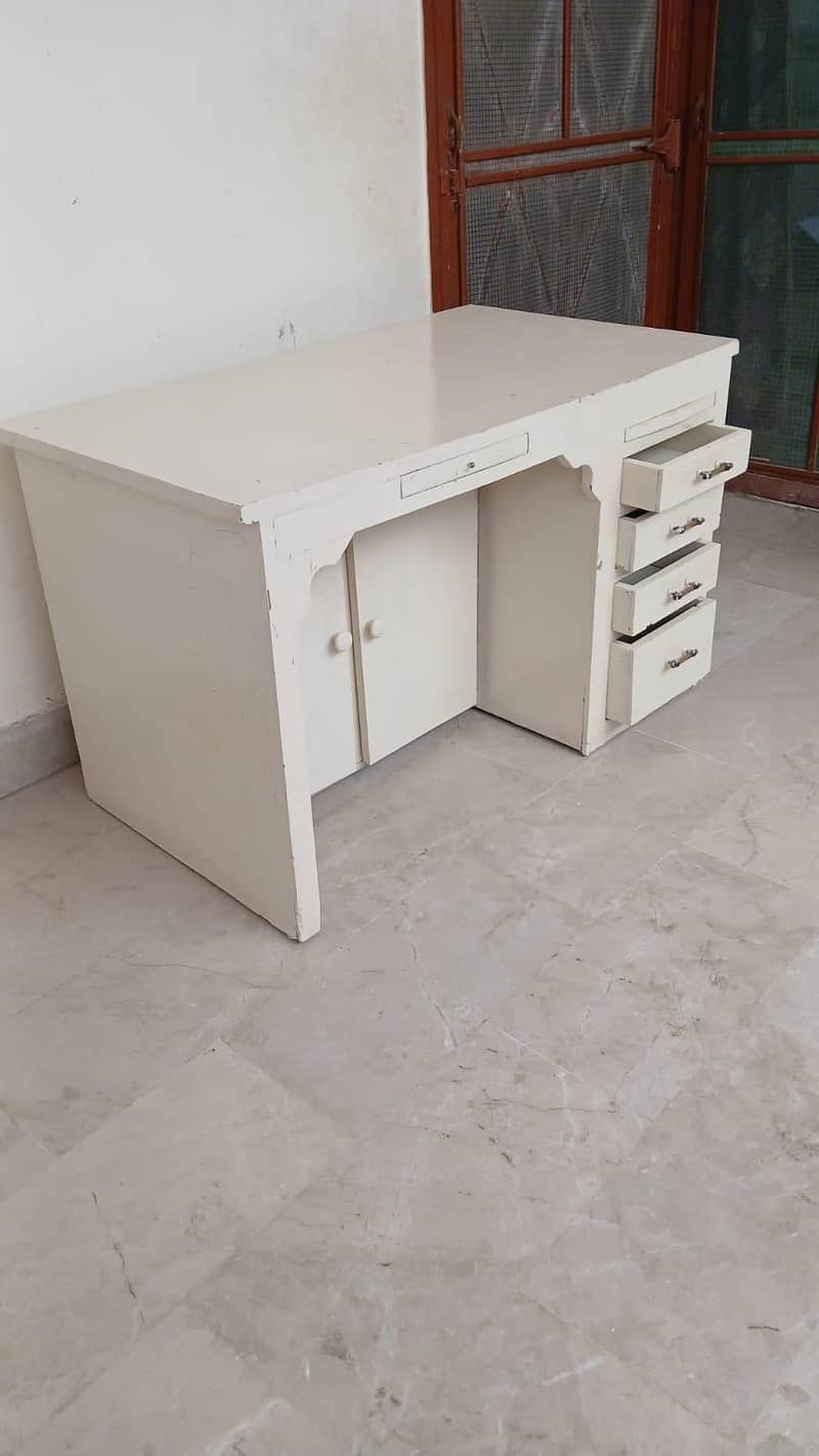 Solid Wood Study/Office Table With Drawers & Cabinet 1