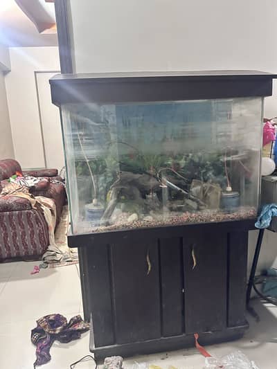 Aquarium Set with Cabinet, Filter, heater & Decorations