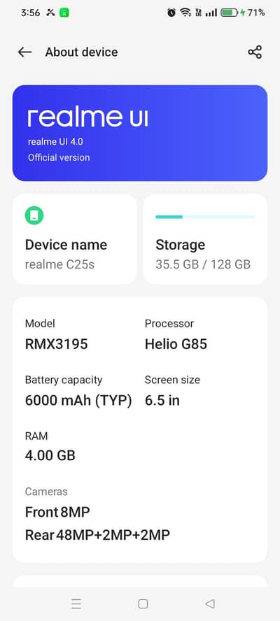 Realme C25s  4/128gb mobile and box only condition 10/9