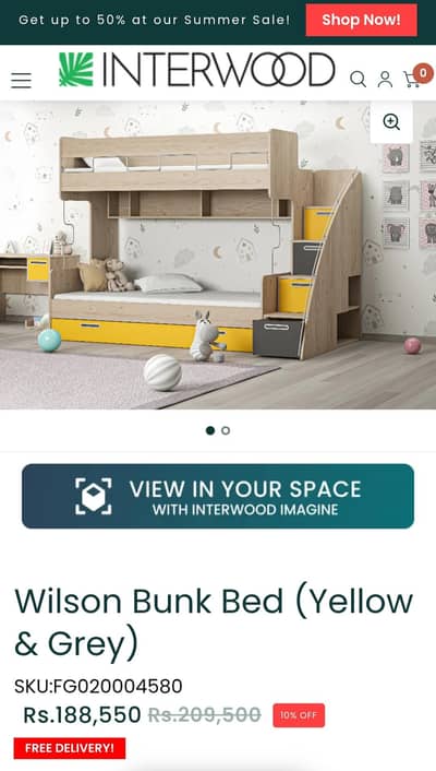 Inter wood bunk bed