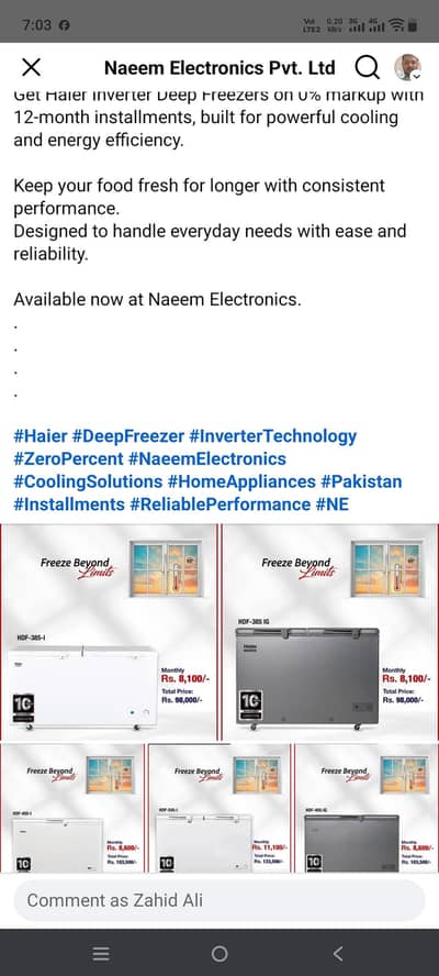 Haier freezer