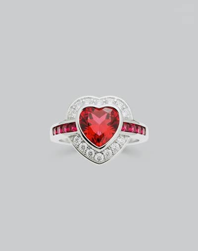 925 Silver Heart Zircon Ring for Women 17 mm