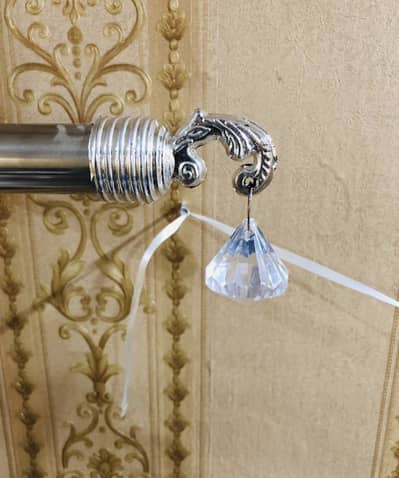 2 Pcs Chrome Crystal Curtain Holder for 0.75 & 1 inch Pipe