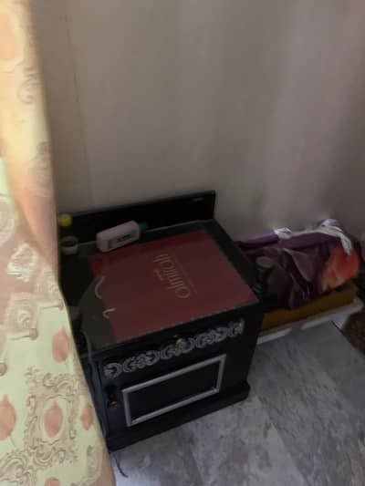 Wooden bed dressing and one side table
