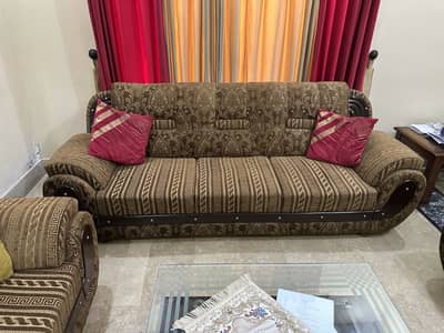 6 seat sofa set minor used condition good with table