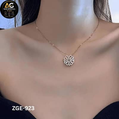 magnetic heart clover necklace golden silver 4 leaf