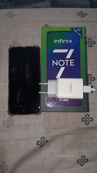 Infinix Note 7 (6/128) argent sale box charger sub sath hai