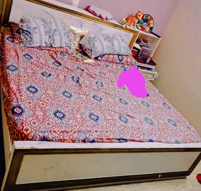 King size Bed set With mattress, dressing table , and 2 side tables
