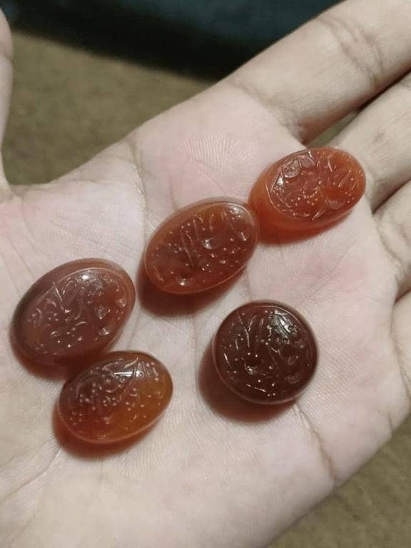 Natural Aqeeq Stone Naqsh Carved | Yemeni Carnelian Islamic Engraved Gemstone for Ring | Gemstone Hub