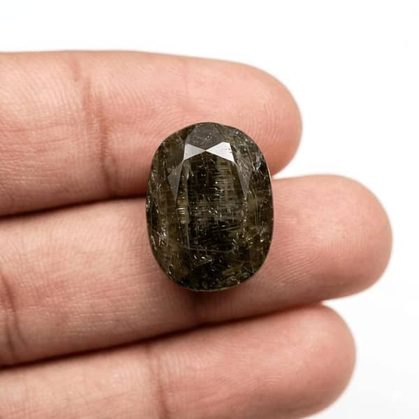 Natural Black Tourmaline Gemstone Loose Stone | Dark Olive Green Faceted Cabochon | Ring Pendant Jewelry | Gemstone Hub