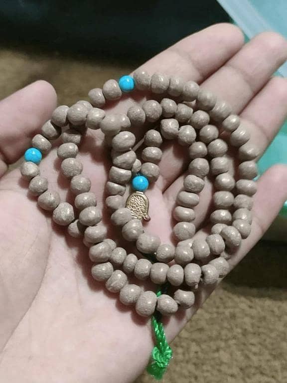 Natural Habb ul Aas Myrtle Tasbih 99 Beads | Islamic Prayer Beads with Feroza & Golden Charm | Gemstone Hub