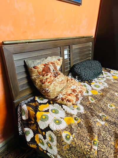 Wooden Double Bed with Mattress Good Condition