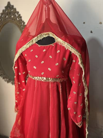 Red gharara peplum set