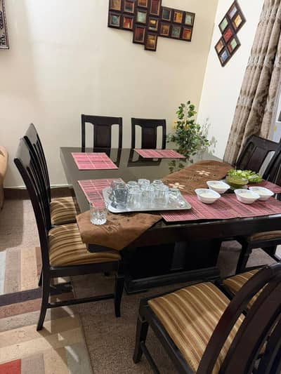 8-Seater Pure Wood Dining Table with Chairs – Modern Design