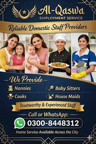 Maids / House Maids / cook / House chef / Baby Sitter maid available