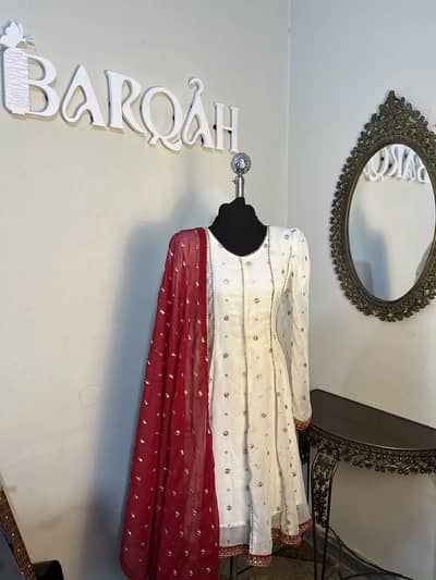 White chiffon anarkali