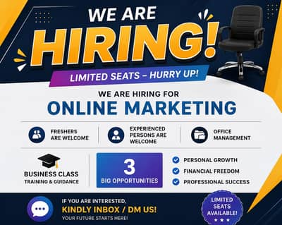 WE ARE HIRING – MALES, FEMALES & FRESHERS CAN APPLY  BEST OPPORTUNITY