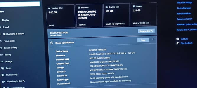 i5 6th gen 8 256ssd window 10 professional 1day battery timing