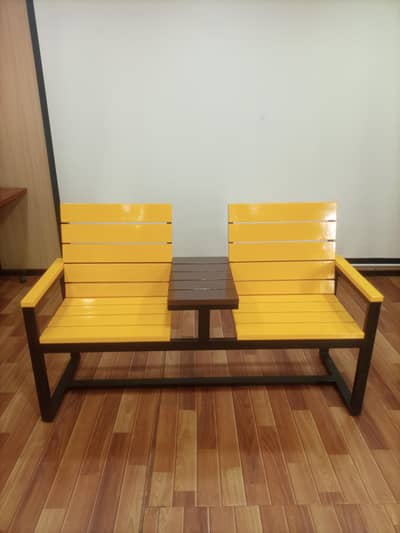 Classic Modern Day Yellow Two-seater Outdoor Bench for Urgent Sale!