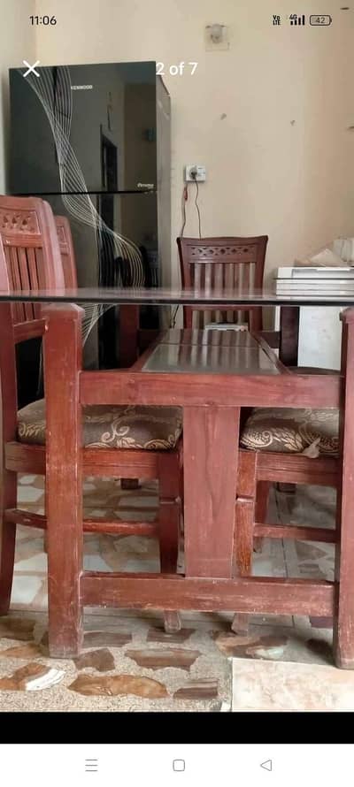 wooden dining table with 6 chair urgent sale