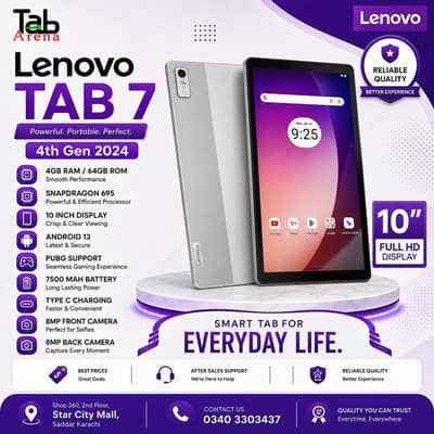Lenovo Tab 7 4th Gen 2024 4GB RAM 64GB Snapdragon 695 Tablet