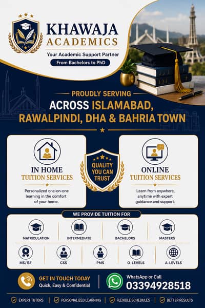 Call for Home Tuitioning Matric to Mphil and O-A Levels