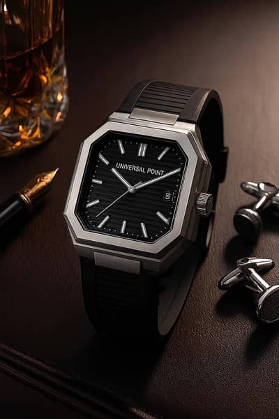 Universal Point UP 1988 – Square Dial Leather Strap Watch