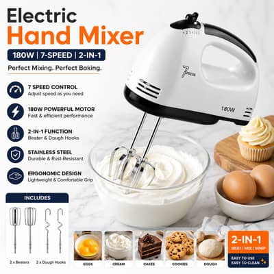 Electric Egg Beater 7 Speed Hand Mixer for Cake Baking