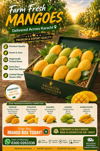 Fresh Mangoes Box Karachi | Sindhri, Chaunsa, Dasheri, Langra, Anwar