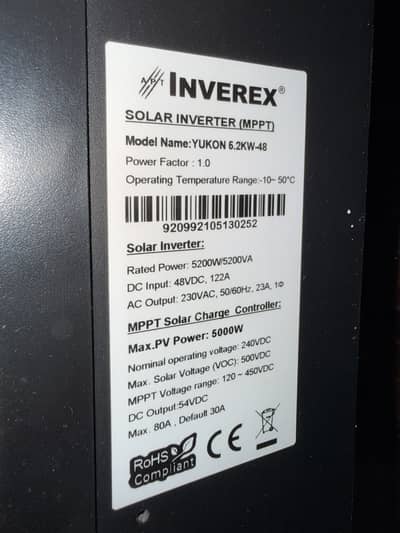 Inverex yukon 5.2Kw hybrid  solar inverter home used in good condition