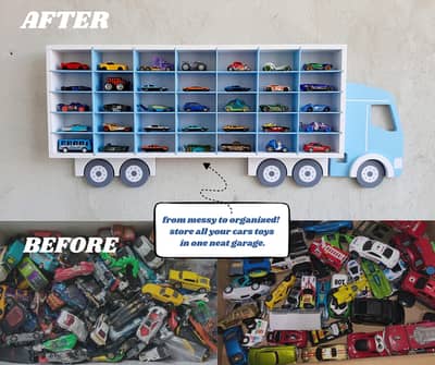 premiuim Wooden Truck Garage Wall Shelf for Toy Cars
