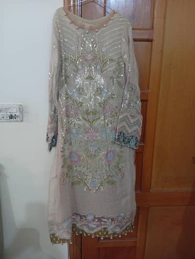 2 piece organza chiffon mix suit