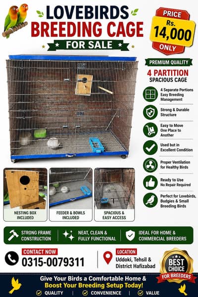  LOVEBIRDS BREEDING CAGE FOR SALE 