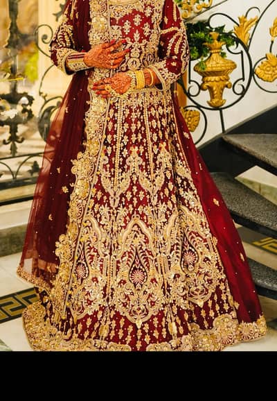 Bridal Barat Lehenga Heavy Embroidery Maroon Color – Medium Size