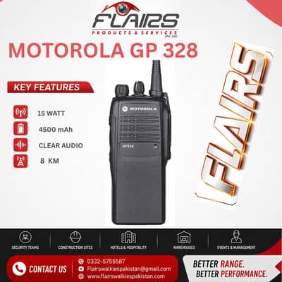 Motorola GP328 Walkie Talkie Dual Band loud Sound 2Days Battery Backup