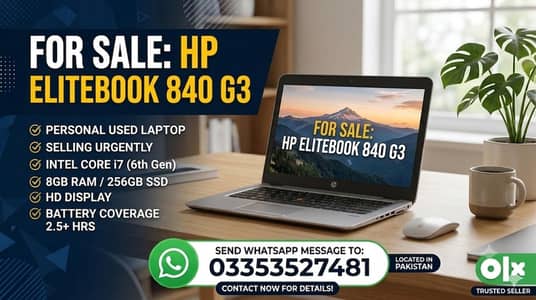 HP EliteBook 840 G3 | i7 6th Gen | 8GB RAM | 256GB SSD