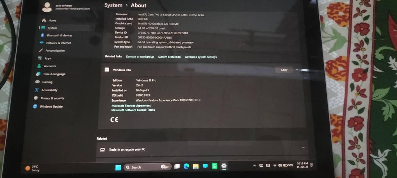 Microsoft surface pro 4 6
