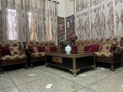 Pure sheesham Wood 6-seater Sofa Set with centre table