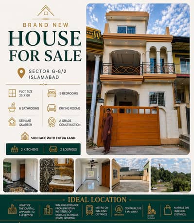 Brand new A+ category, triple story house with extra land, G-8/2