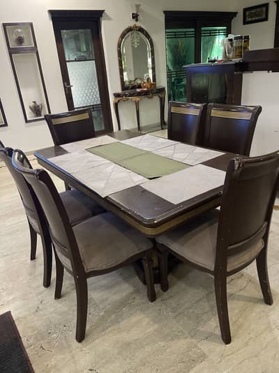 Dining table with six chairs