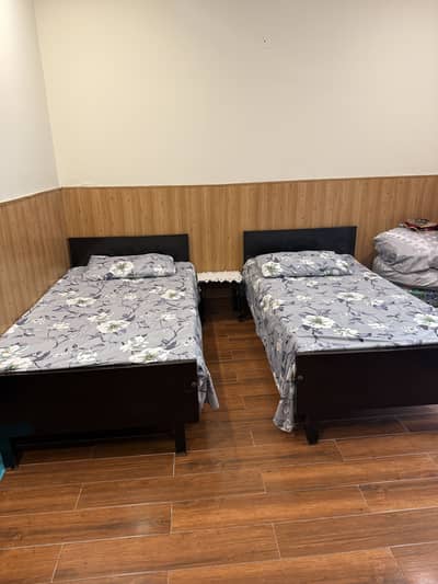 Solid Sheesham Wood Single Beds (Set of 2) – Vintage & Heavy Duty