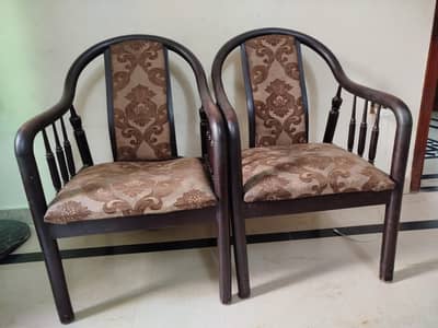 Pair of Elegant Wooden Armchairs / Single Seating Chairs