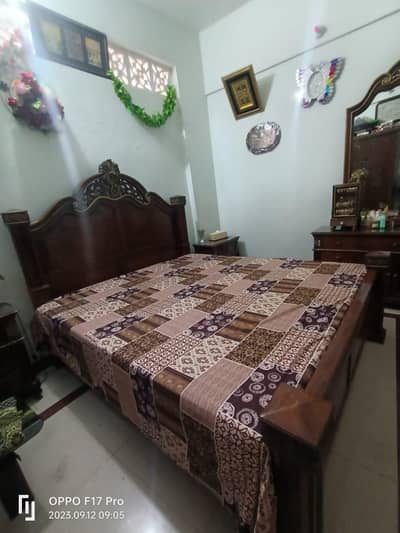 Shesham Wooden Bed Mattress & side Table & Dressing & Almari