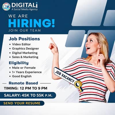 We Are Hiring A Male & Female Digital Marketing + Graphics Designer