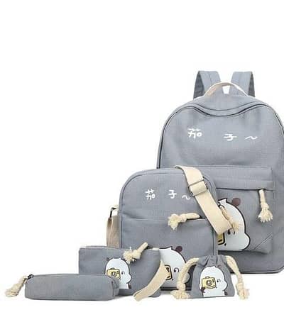 Cute Panda Camera Canvas 5-Piece Bag & Pouch Set