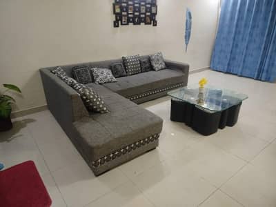 L Shape Sofa Set + Cushions – Well Maintained – Moving Sale