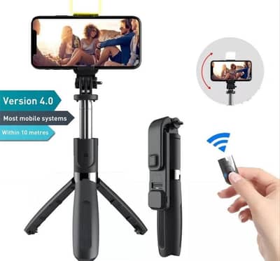 Foldable selfie stick with led lights and Bluetooth remote